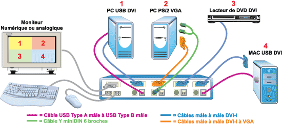 Schéma d'application SPLITMUX-DVI-4 