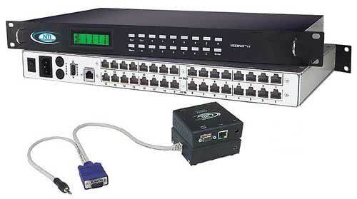 Commutateur matriciel audio/vidéo via CAT5 ST-C5VA-L-600 & ST-C5VA-R-600, VEEMUX SM-16x16-C5AV-LCD